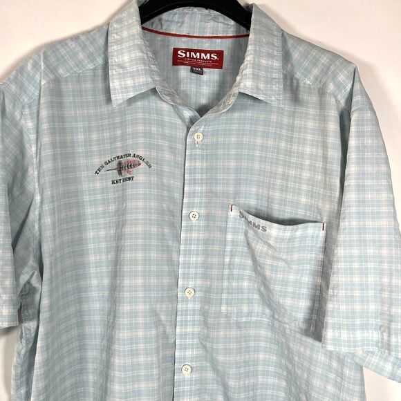 Simms Fishing Shirt 3XL Short Sleeve Button Up Outdoor‎ Camping Saltwater Angler - Picture 3 of 10